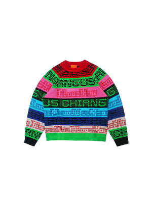 MESSAGE FROM THE FUTURE COLORFUL LOGO STRIPE SWEATER