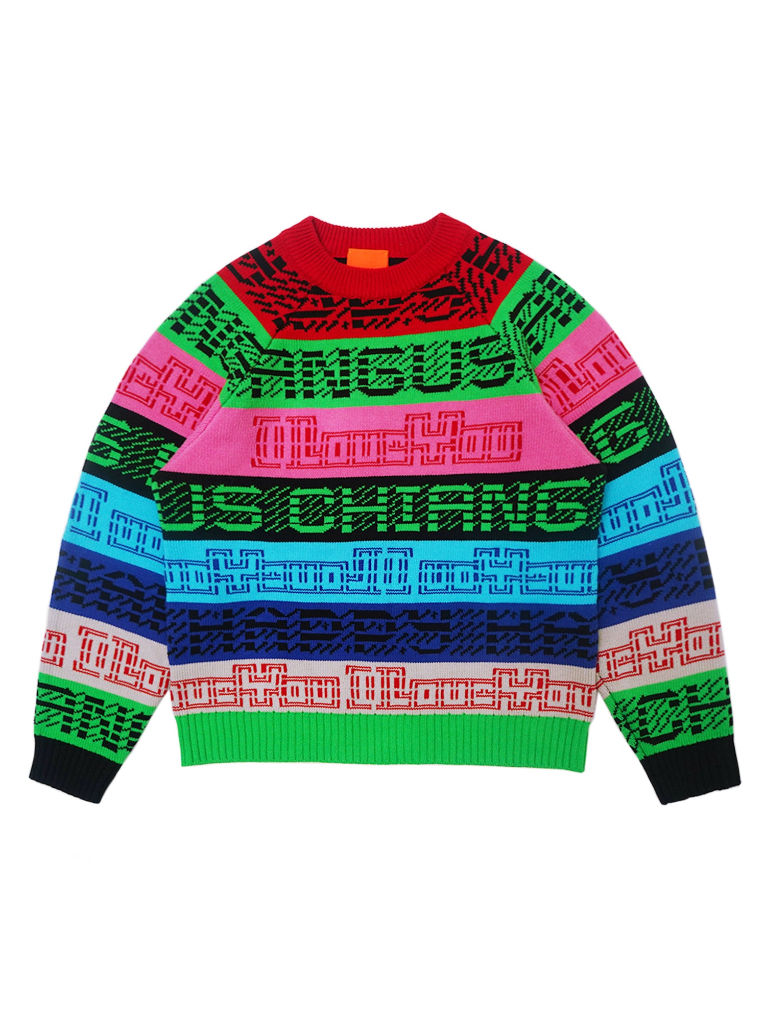 MESSAGE FROM THE FUTURE COLORFUL LOGO STRIPE SWEATER