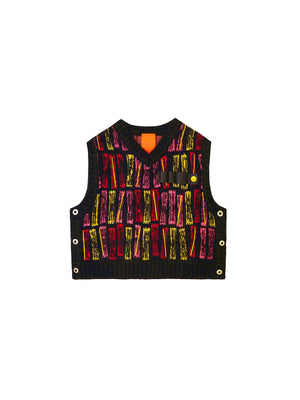 HAIR ROLLER  BUTTON-DOWN KNITTED VEST